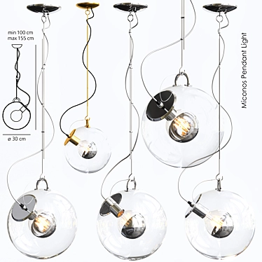 Sleek Miconos Pendant Light - 1 Lamp 3D model image 1 