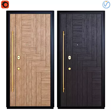 100cm Wooden Exterior Door 3D model image 1 