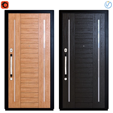 Rustic Wooden Exterior Door 3D model image 1 