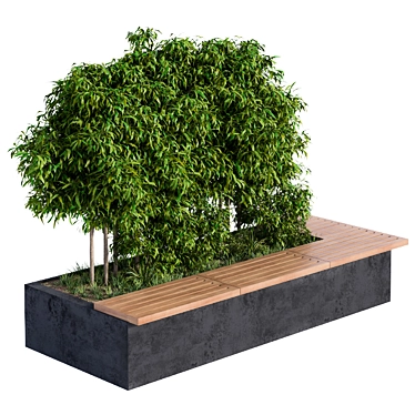 Urbane Bench with Greenery 3D model image 1 