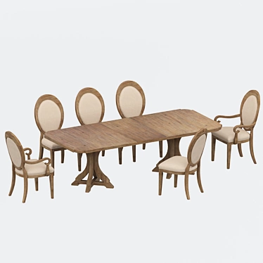 Corsica Dining Set: Table, Chairs, Armchair 3D model image 1 