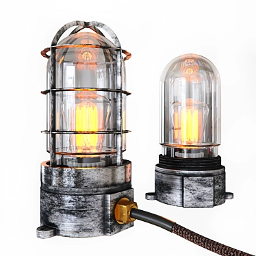 Authentic Steampunk Glass Edison Table Lamp 3D model image 1 