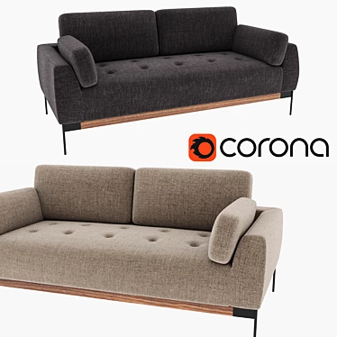 Modern Fabric 3 Seater Sofa 3D model image 1 