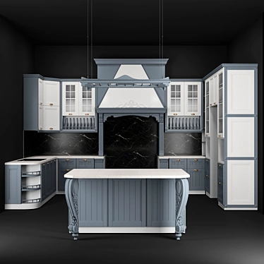 Classic Style Kitchen Furniture with Appliance Openings 3D model image 1 