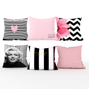 Pink Bliss: Elegant Decorative Pillow Set 3D model image 1 