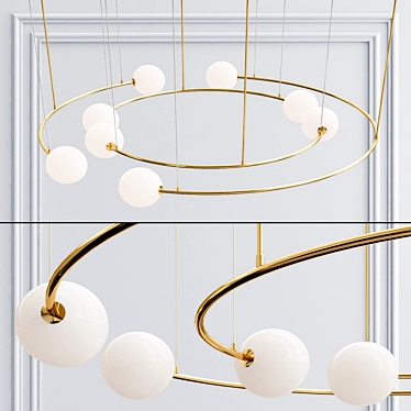 Golden Sphere Chandelier 3D model image 1 