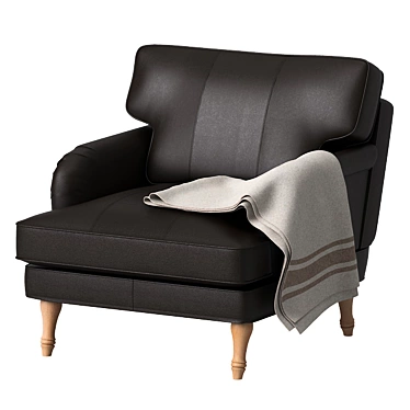 Leather Armchair with Woolen Throw 3D model image 1 