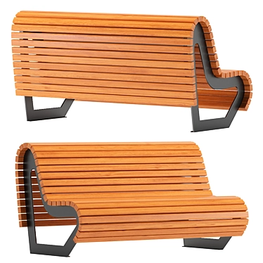 Wave Bench: Modern Outdoor Seating 3D model image 1 