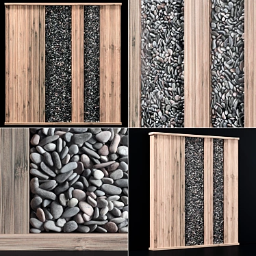 Wooden Wall Pebble Decor: Natural Charm for Your Space 3D model image 1 