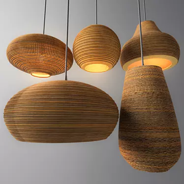 Rattan Lighting Set: Stylish and Versatile 3D model image 1 