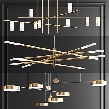 Sleek Minimalist Chandeliers - 3 Styles 3D model image 1 