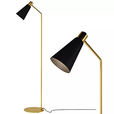 Elegant Brass and Steel Floor Lamp 3D model image 1 