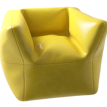 Plump Yellow Leather Armchair 3D model image 1 