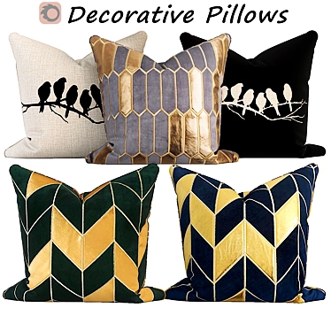 Elegant Decorative Pillow Set 3D model image 1 