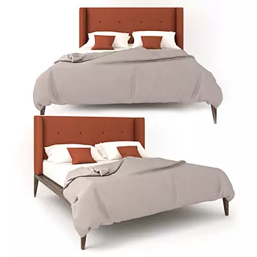 Ziggy LQ Bed: Elegant Wooden Frame, Soft Headboard & 180x200 cm Size 3D model image 1 