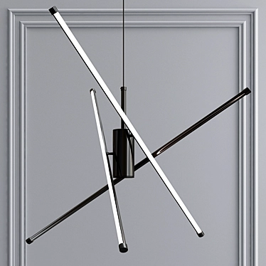 Sleek 3-Light Pendant in Black 3D model image 1 