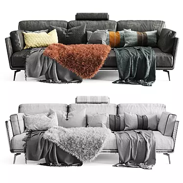 Premium Knit Plaid Sofa 3D model image 1 