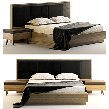 Premium Contemporary Bed Frame 3D model image 1 