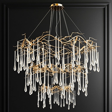 Elegant Branched Crystal Chandelier 3D model image 1 