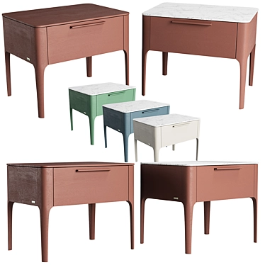 Modern 3-Drawer Nightstand 3D model image 1 