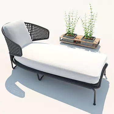 Elegant Outdoor Chaise Lounge 3D model image 1 