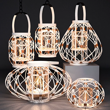 Rattan Luminary Set: Exquisite Lighting Solution 3D model image 1 