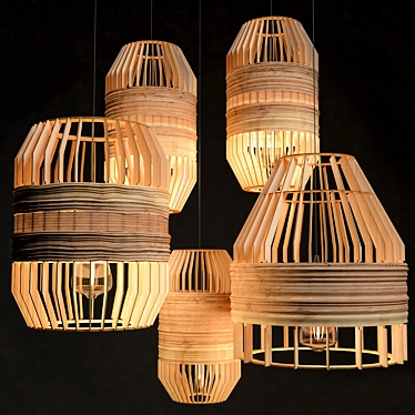 Title: Rattan Lighting Set: Natural Elegance 3D model image 1 