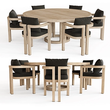 Teak Round Dining Table - 72" Portofino 3D model image 1 