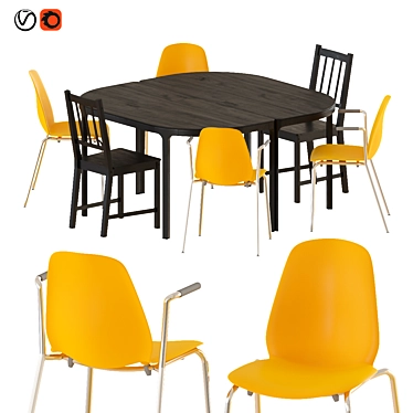 Classy Dining Set: IEKA Bekant Table & Leifarne Chairs 3D model image 1 