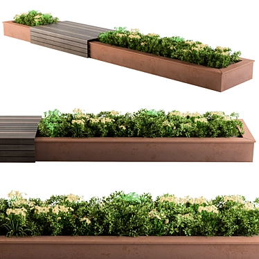 Cityscape Oasis: Outdoor Bench Garden 3D model image 1 