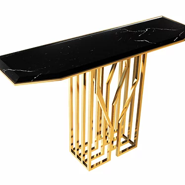 Elegant Brass & Marble Console 3D model image 1 