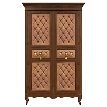 Solid Wood 1400mm Wardrobe 3D model image 1 