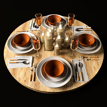 Geometry Spline Tableware Set 3D model image 1 