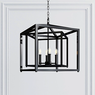 Contemporary Steel 4-Light Pendant Chandelier 3D model image 1 