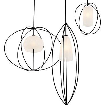 Elegant Treble Pendant Light 3D model image 1 