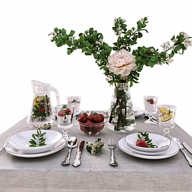 Table decor with blooming apple tree