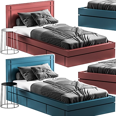 Modern Single Bed Design 3D model image 1 