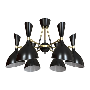 Elegant Modern Black Metal Chandelier 3D model image 1 