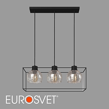 Sion Pendant - Stylish Black Metal with Grey Glass Shade 3D model image 1 