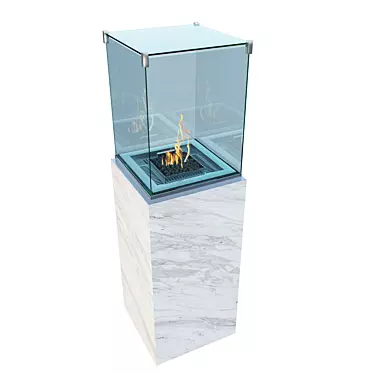 Sleek Neocube Outdoor Fireplace 3D model image 1 