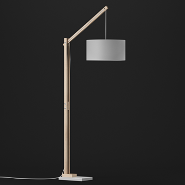 Natural Wood Floor Lamp: Riaz La Forma 3D model image 1 