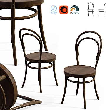 Modern Bentwood Chair 3D model image 1 