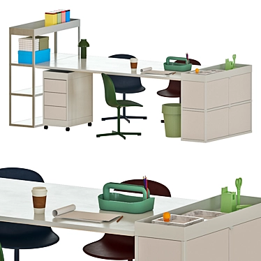 Modern Office Workstation Set 3D model image 1 