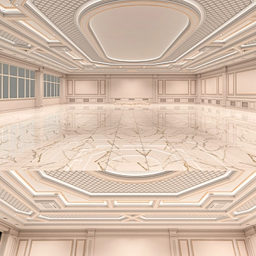 Elegant Banquet Hall Ceiling 3D model image 1 