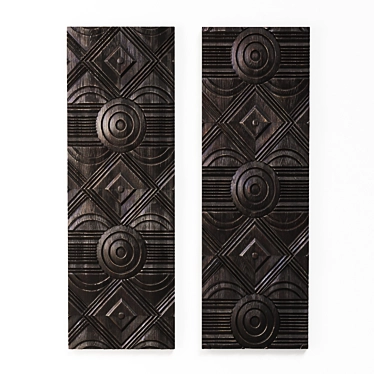 Elegant Carved Wood Wall Panels 3D model image 1 