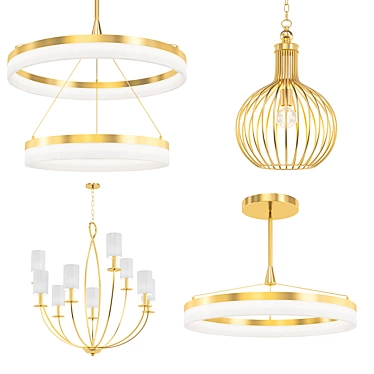 Modern Gold Chandelier Collection 3D model image 1 