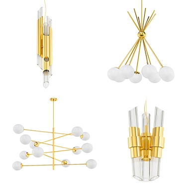 Modern Chandelier Set with Luxor, Tortora, Draycott, and Tycho Pendents 3D model image 1 