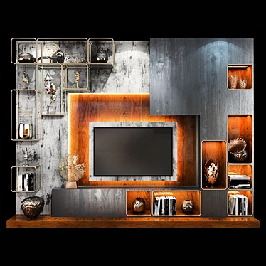 Modern TV Wall Unit Set 06 - Spacious & Stylish 3D model image 1 