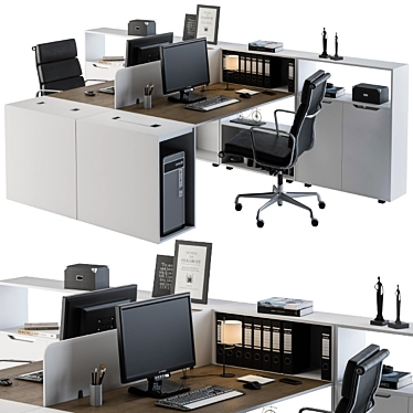 White Formal Office Set 3D model image 1 