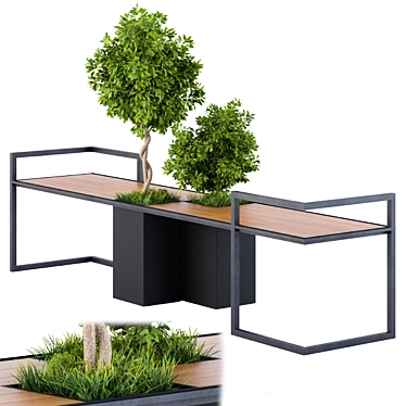 Modern Metal & Wood Bench 3D model image 1 